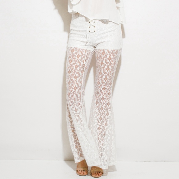 BOHO INSPIRED  LACEY FLARED PANTS - Picture 3 of 4